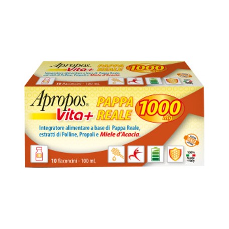 Apropos Pappa Reale 1000 Mg Integratore di Pappa Reale Con Miele D'Acacia 10 Flaconcini