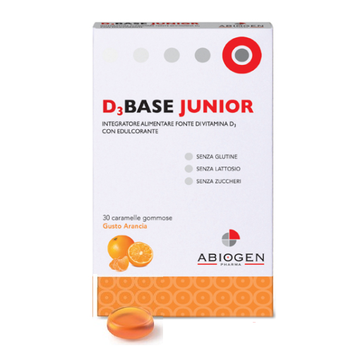 Abiogen D3Base Junior Integratore di Vitamina D Bambini 30 Caramelle Arancia