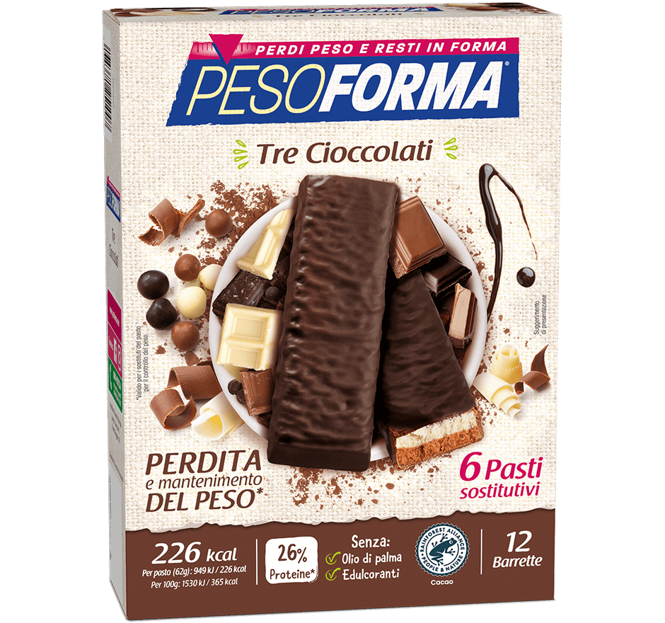 Pesoforma Barrette Tre Cioccolati Pasto Sostitutivo 12 Barrette
