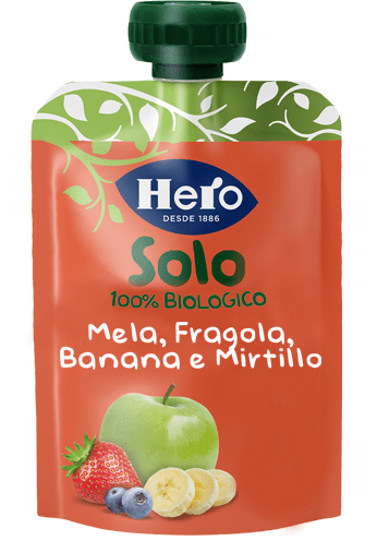 Hero Solo Frutta Frullata 100% Bio Mela Banana Fragola E Mirtillo 100 g