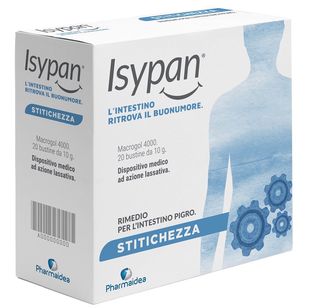 Isypan Stitichezza Macrogol 4000 Rimedio Per l'Intestino Pigro 20 Bustine