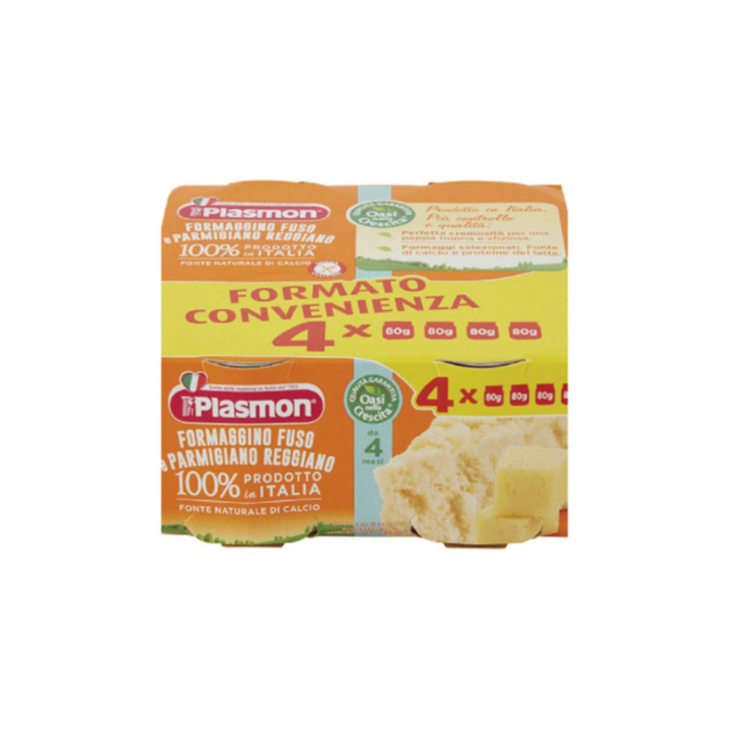 Plasmon omogeneizzato formaggino fuso e parmigiano reggiano 4 pezzi 80 g