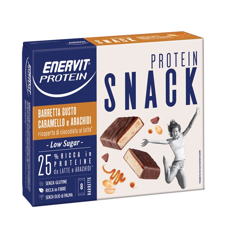 Enervit Protein Snack Barrette Proteiche Caramello e Arachidi 8 Barrette 27 gr