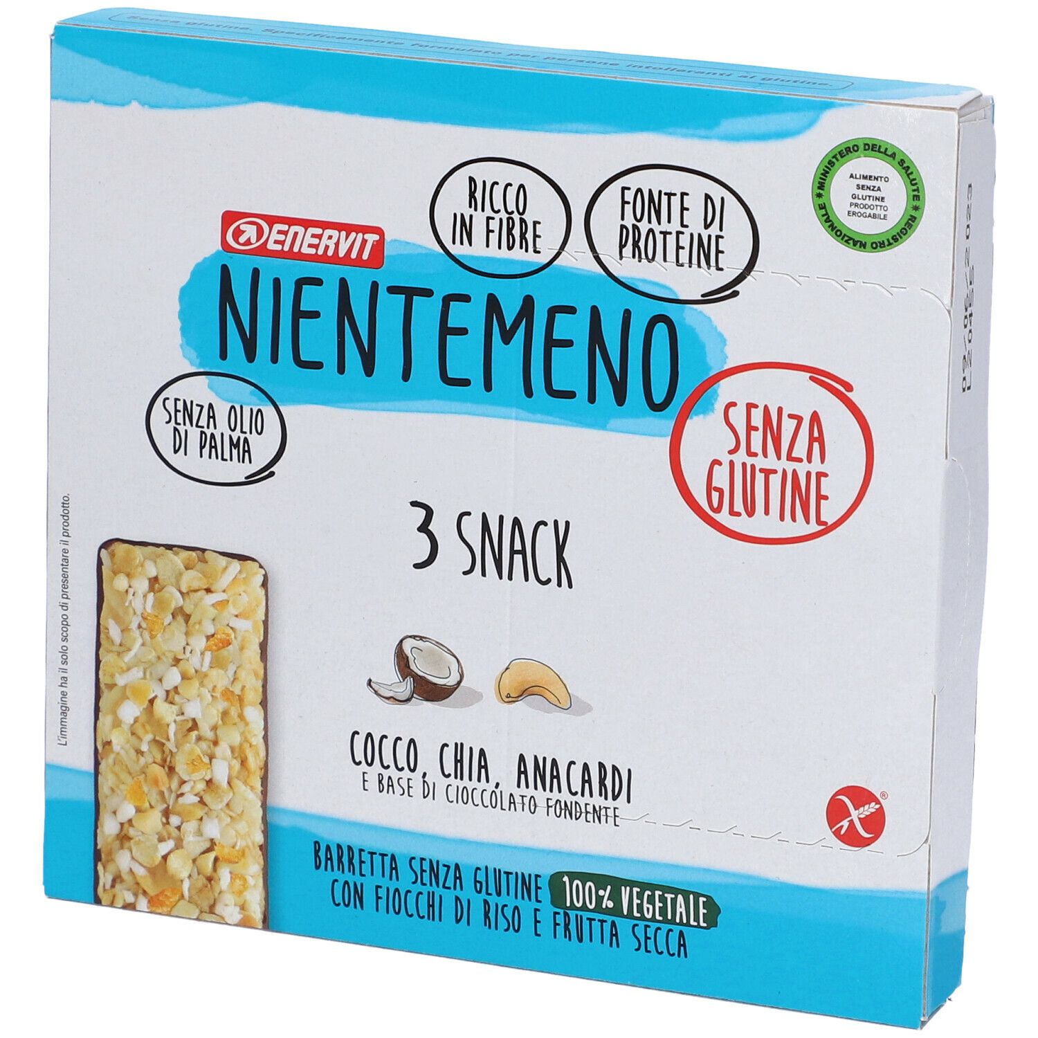 Enervit Nientemeno Barretta Cocco, Chia e Anacardi 3 x 33 gr