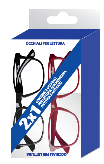 Occhiale da lettura premontato prontixte twin6 nero e rosso +1,00 1 paio