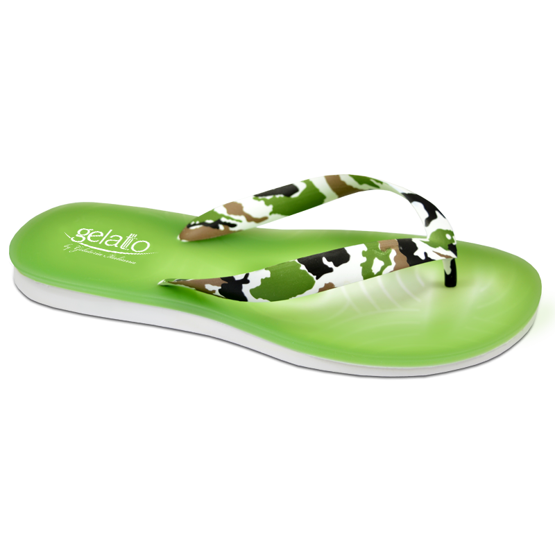 Infradito gelato uomo con plantare gel camouflage/lime 44/45 1 paio