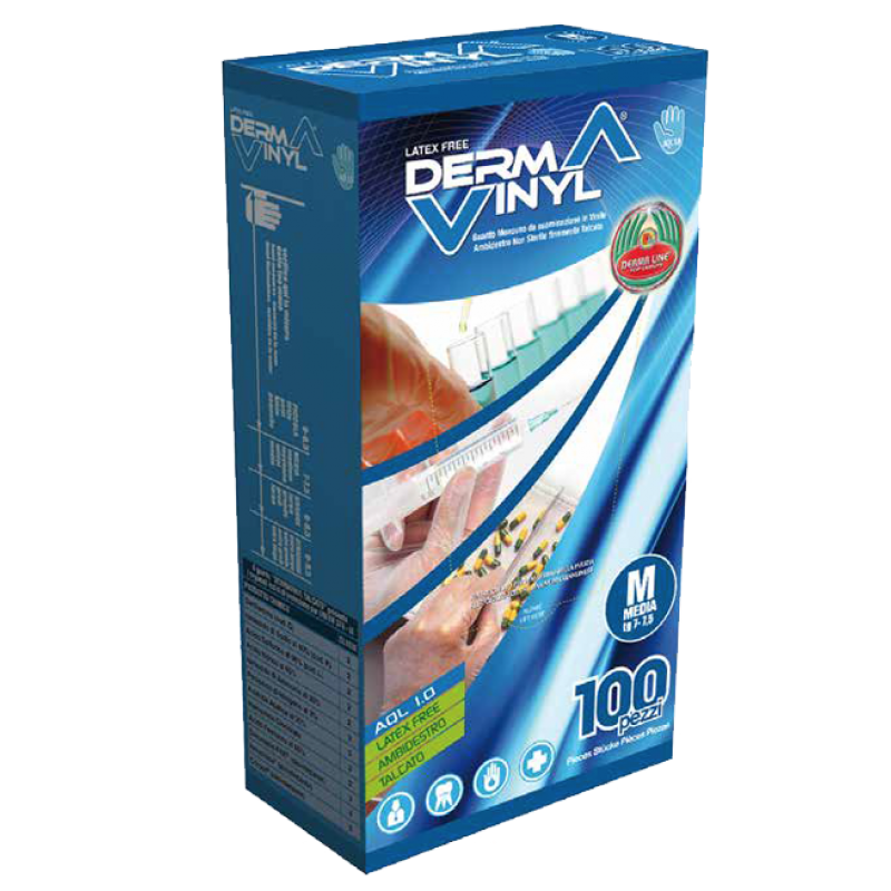 Guanto da esaminazione monouso non sterile in vinile senza polvere dermavinyl powder free taglia medium misura 7-7,5 100 pezzi