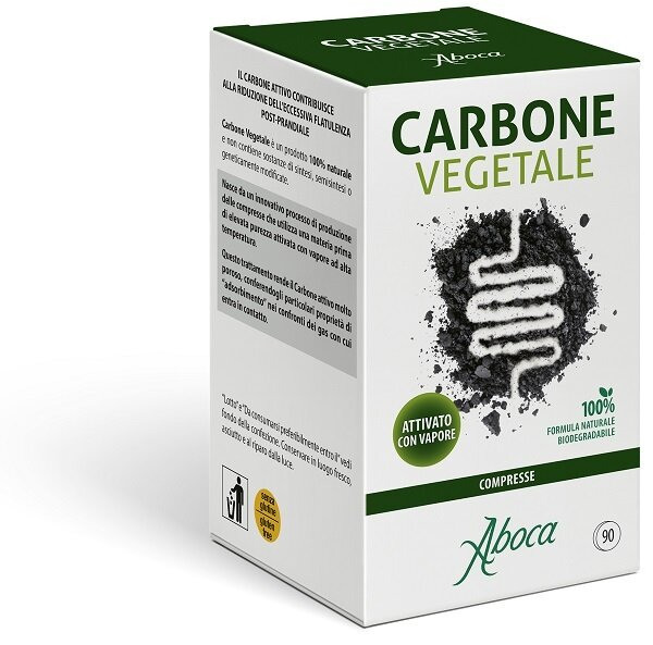 Aboca Carbone Vegetale Integratore Per la Riduzione dell'Eccessiva Flatulenza 90 Compresse