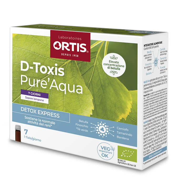 Ortis D-Toxis Pure’Aqua Integratore per Drenare l’Acqua in Eccesso 7 fiale