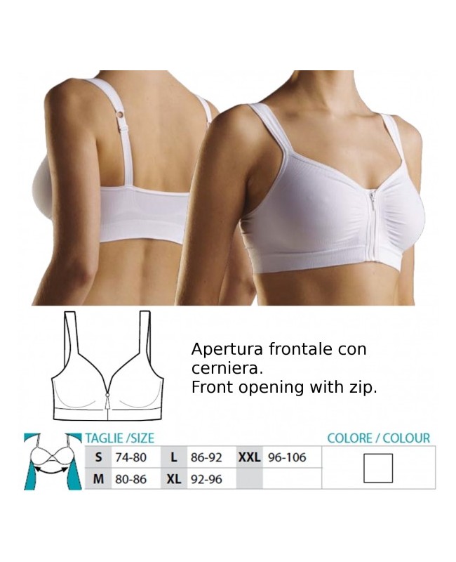 Orione 9650 reggiseno post operatorio con zip frontale bianco xxl