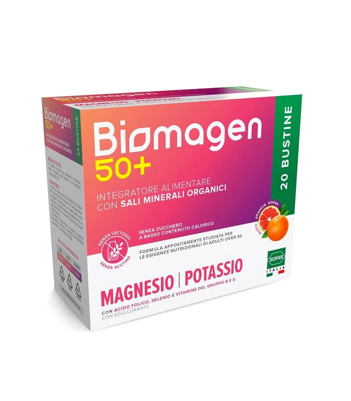 Biomagen 50+ Integratore Magnesio e Potassio Senza Zuccheri 20 Bustine