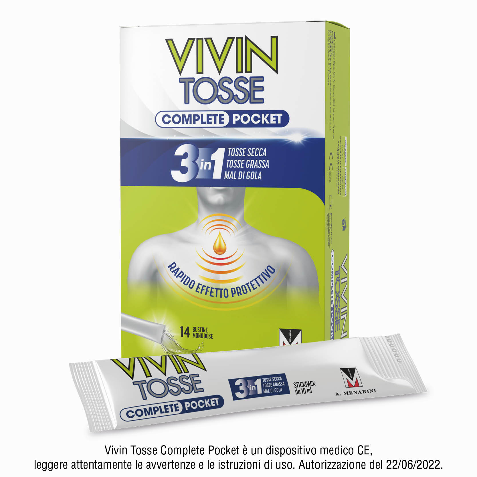 Vivin Tosse Complete 3 in 1 Complete Pocket Tosse Grassa, Secca e Mal di Gola 14 Stick
