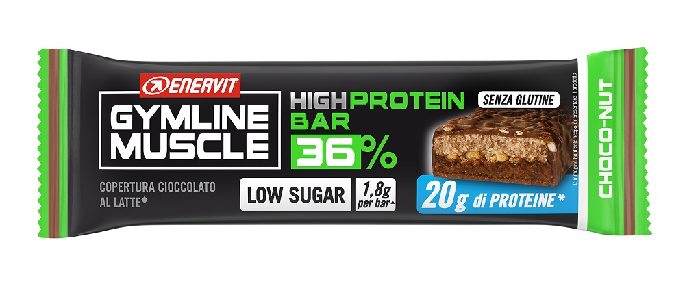 Enervit Gymline High Protein Barretta Proteica 36% Gusto Cioccolato e Nocciola 1 Barretta da 55 gr