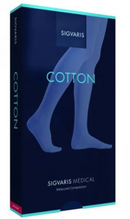 Sigvaris cotton ccl2 calza coscia autoreggente puntini quadrinova corta nature punta aperta xl plus