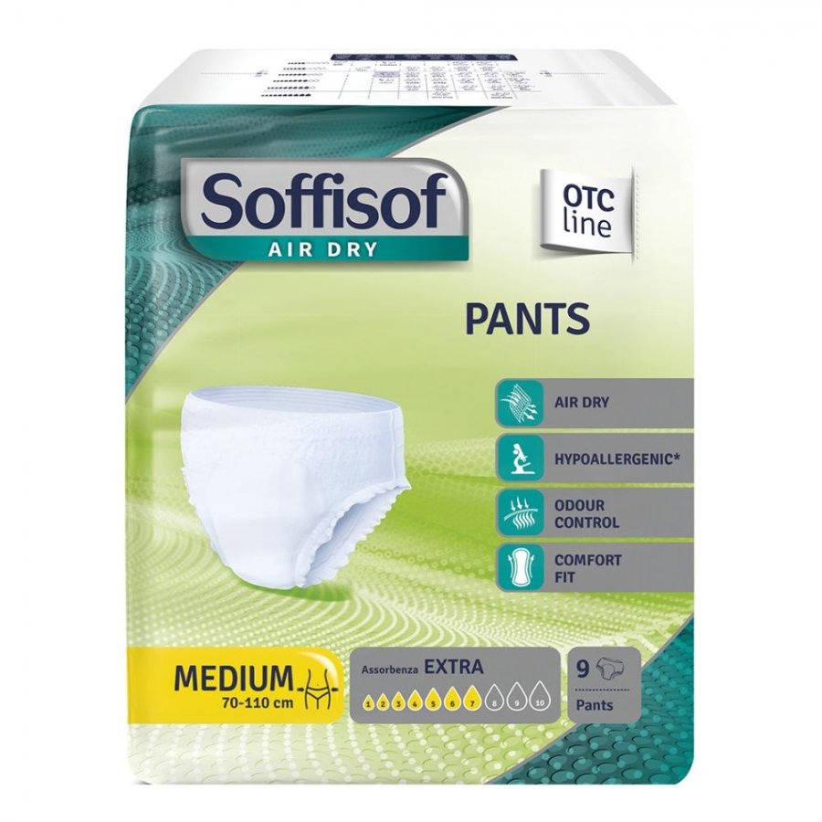 Pannolone per incontinenza soffisof air dry pants extra medium 9 pezzi