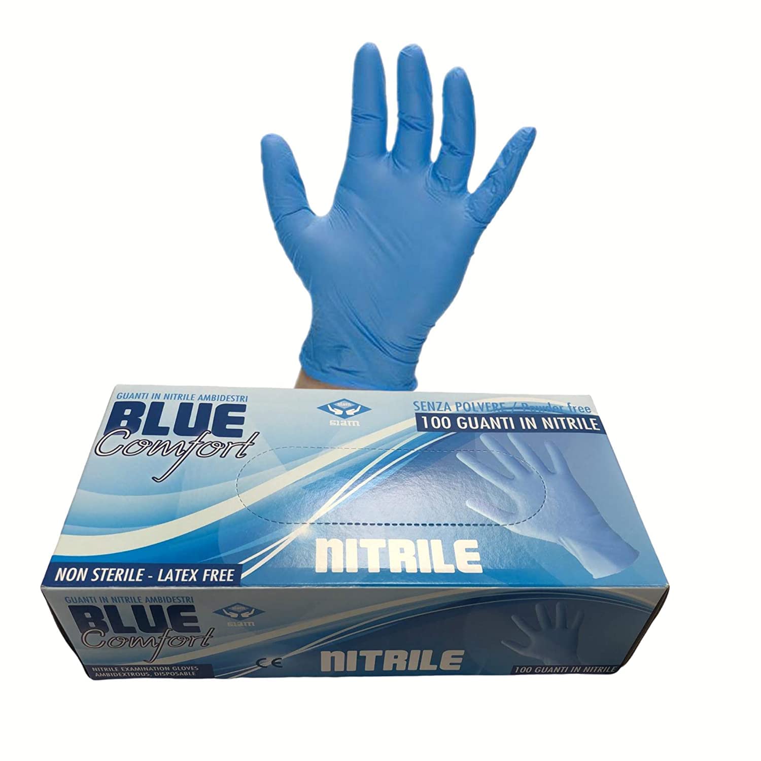 Guanto da esame in nitrile blu senza talco large 100 pezzi