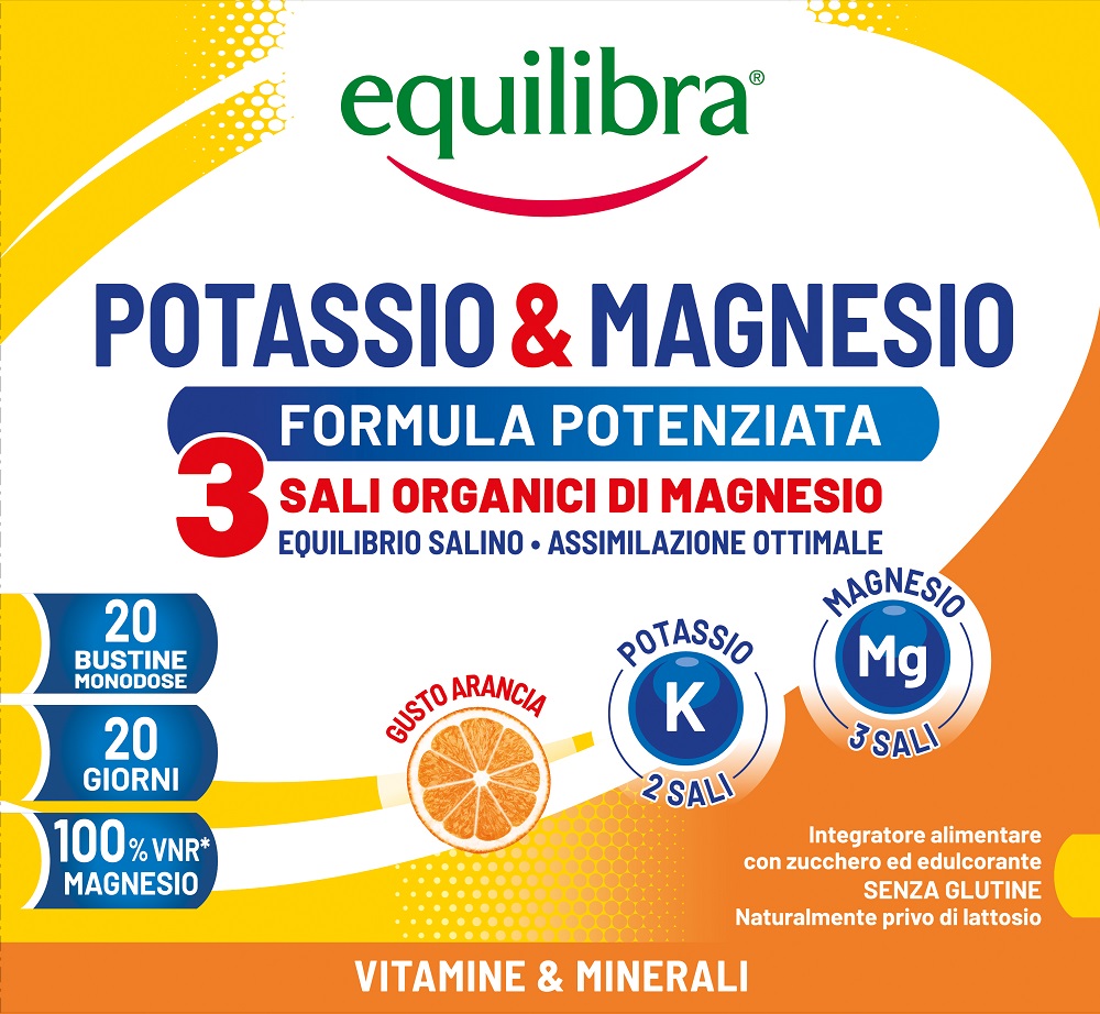 Equilibra Potassio & Magnesio Formula Potenziata Integratore Sali Minerali 20 Bustine