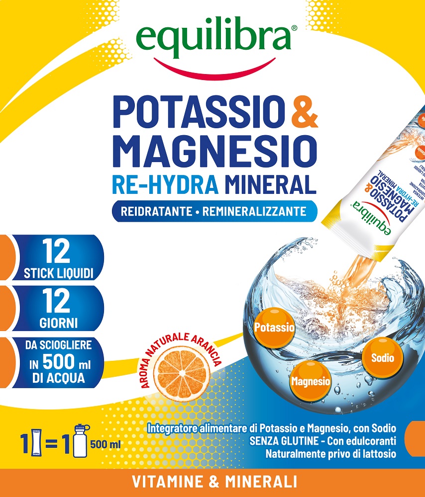 Equilibra Potassio & Magnesio Re -Hydra Integratore per Sportivi 12 Stick