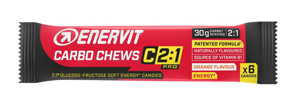 Enervit Carbo C 2:1 Pro Chews Caramelle Gommose per Sportivi 6 Caramelle Gusto Arancia