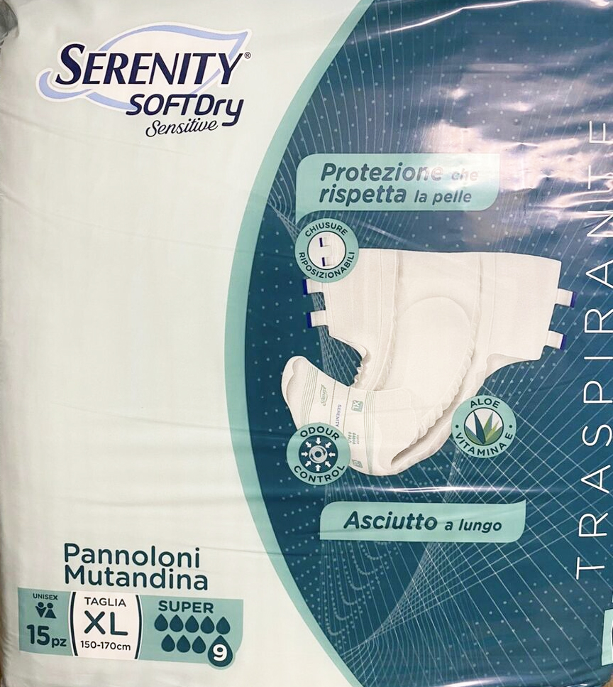 Serenity pannolone mutandina sd sensitive super taglia xl 15 pezzi