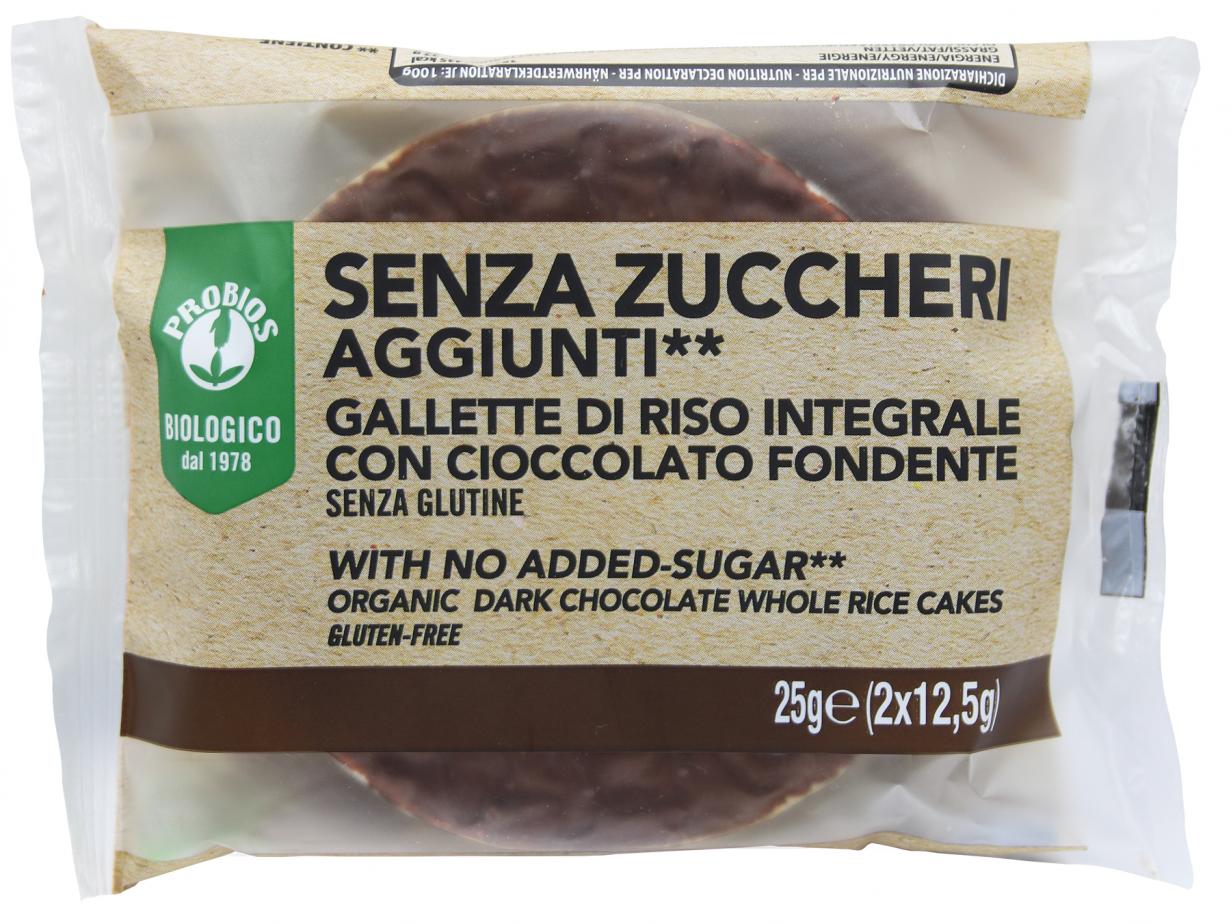 Gallette di riso con cioccolato fondente senza zuccheri aggiunti 25 g
