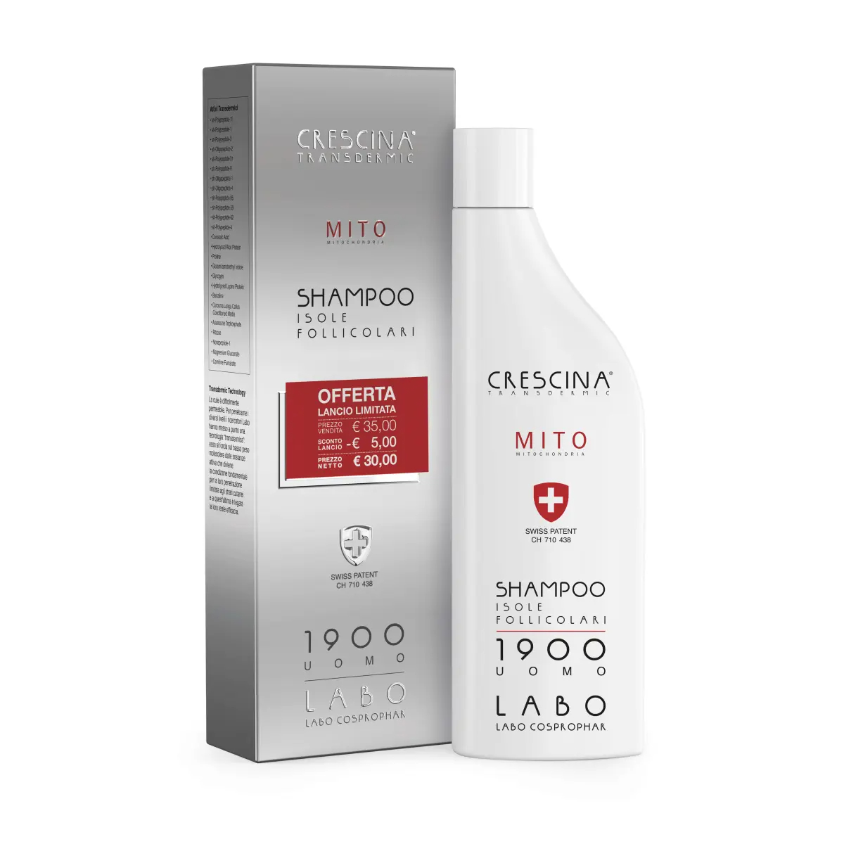 Shampoo crescina isole follicolari mito 1900 uomo 150 ml