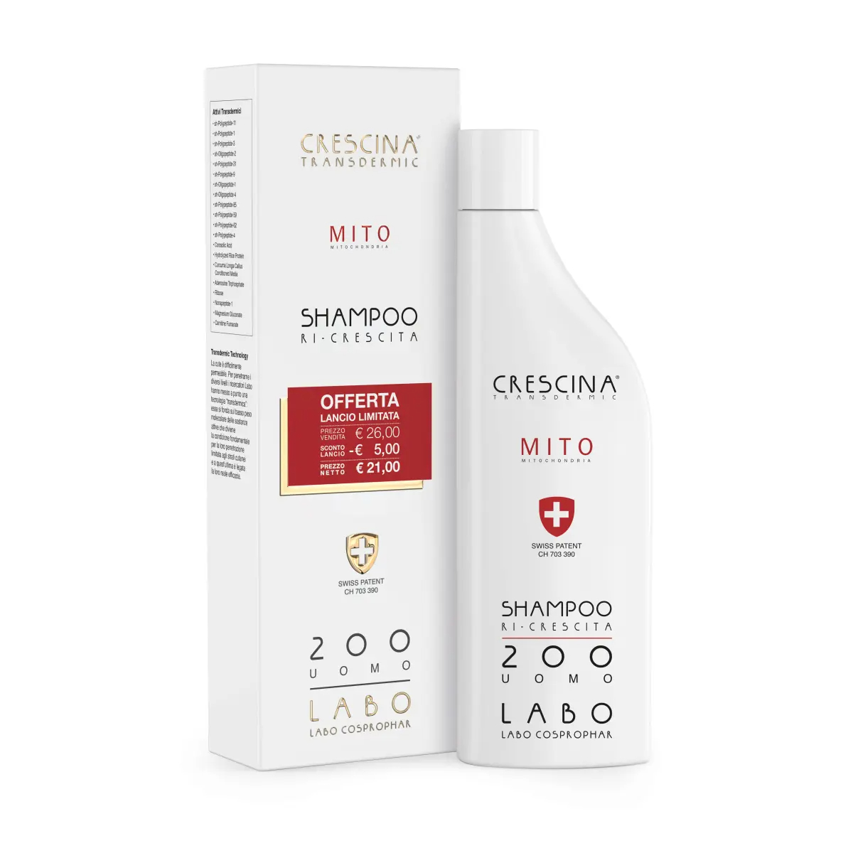 Shampoo crescina ri crescita mito 200 uomo 150 ml