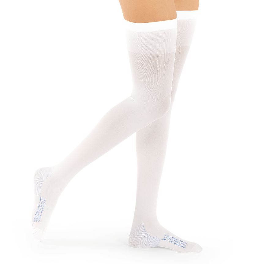 Gloriamed thrombosis 18 punta chiusa con foro d'ispezione tutta coscia autoreggente corto misura xxxl 1 paio