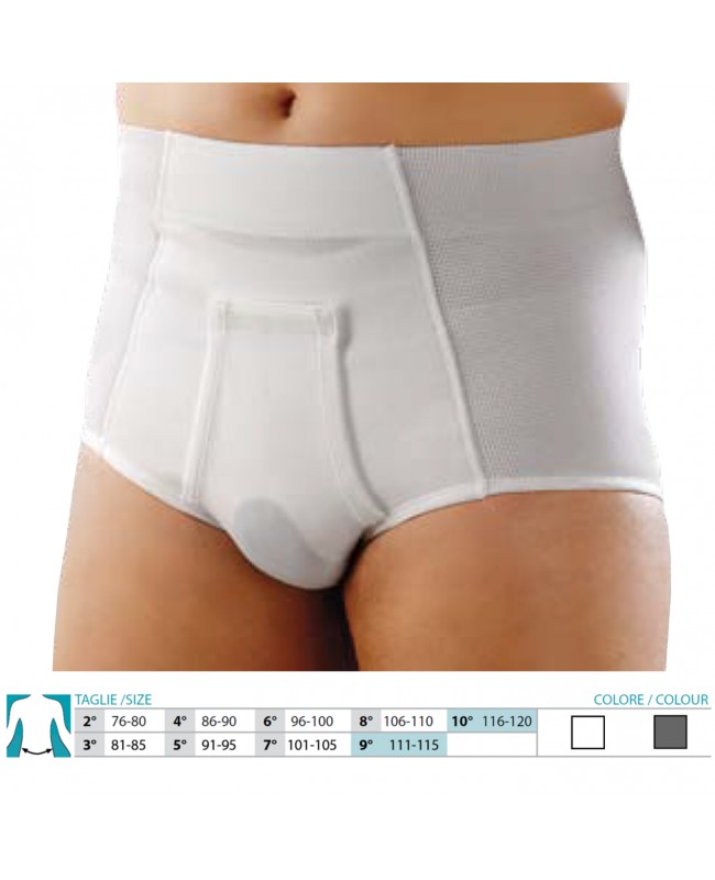 Orione 316 cintoslip erniario uomo alto aperto con pelotte grigio misura 4