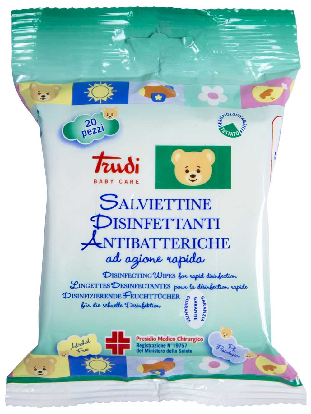 Trudi Baby Care Salviette Disinfettanti Antibatteriche 20 Pezzi