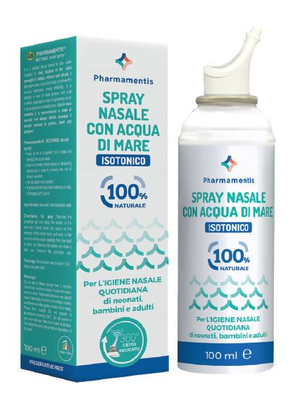 Pharmamentis Isotonico Spray Nasale con Acqua di Mare per l'igiene quotidiana di neonati bambini e adulti 100 ml