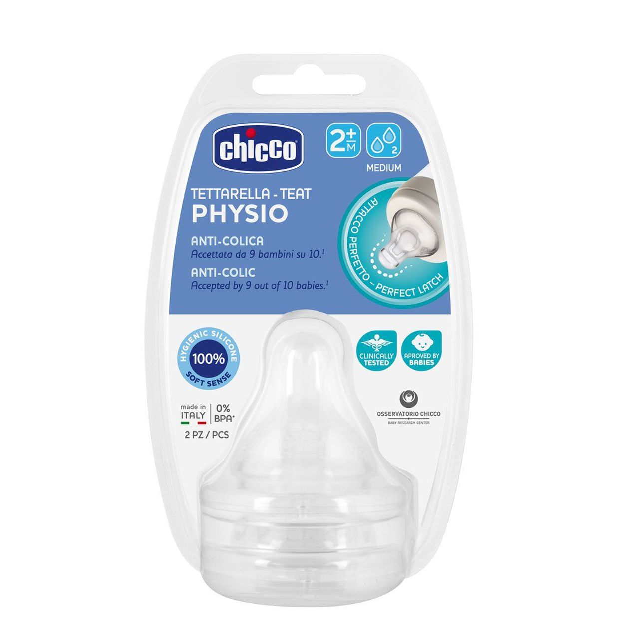 Chicco Tettarella Perfect5 In Silicone Flusso Medio +2 Mesi 2 Pezzi