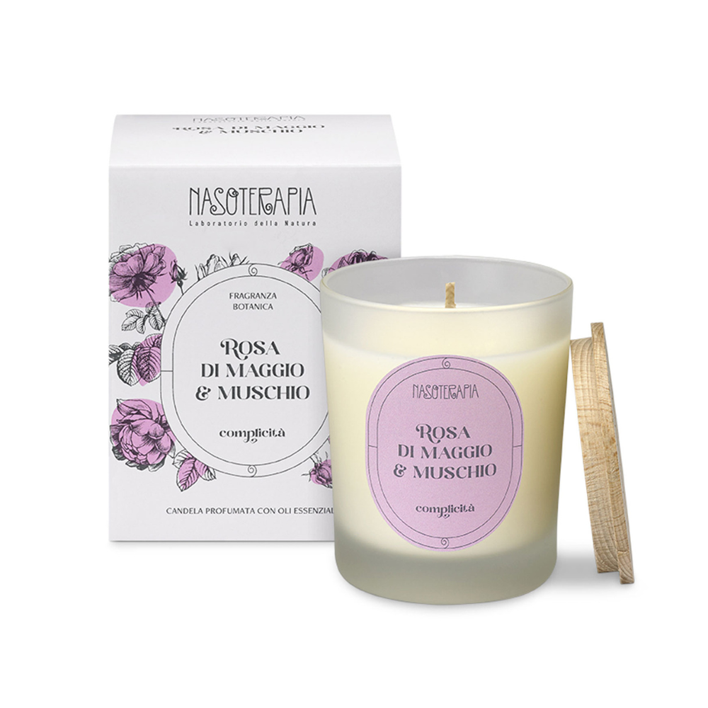 Candela rosa di maggio e muschio 180 g