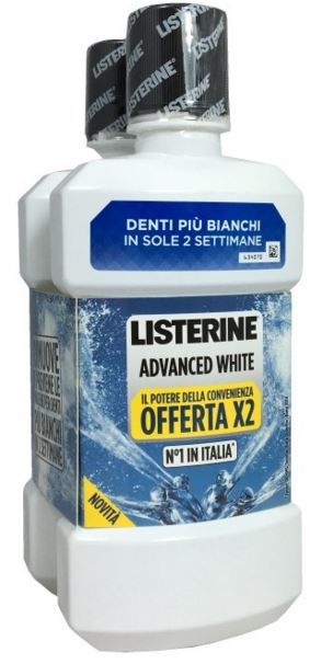 Listerine Advanced White Bipack Collutorio Azione Sbiancante 2 x 500 ml
