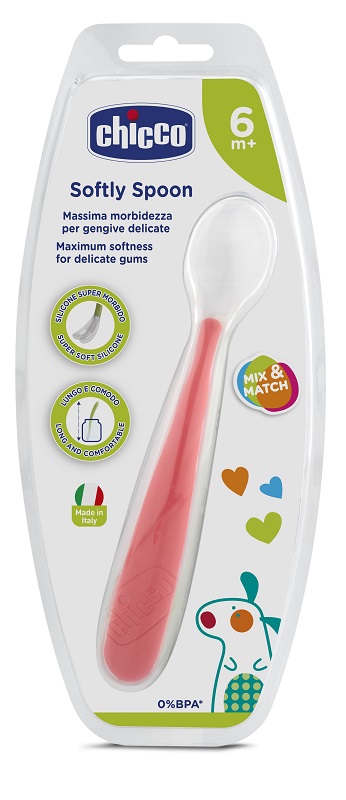Chicco Cucchiaio Morbido Silicone Rosa +6m