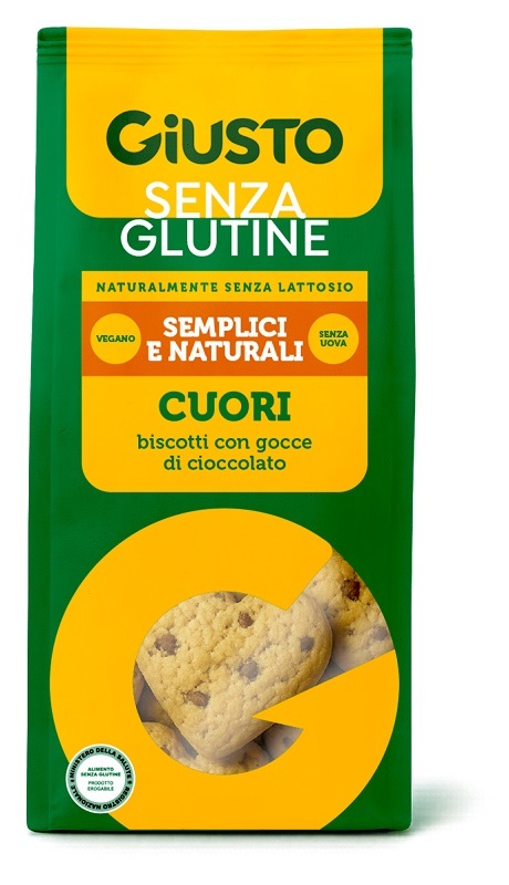 Giusto senza glutine cuori frollini con gocce di cioccolato 200 g