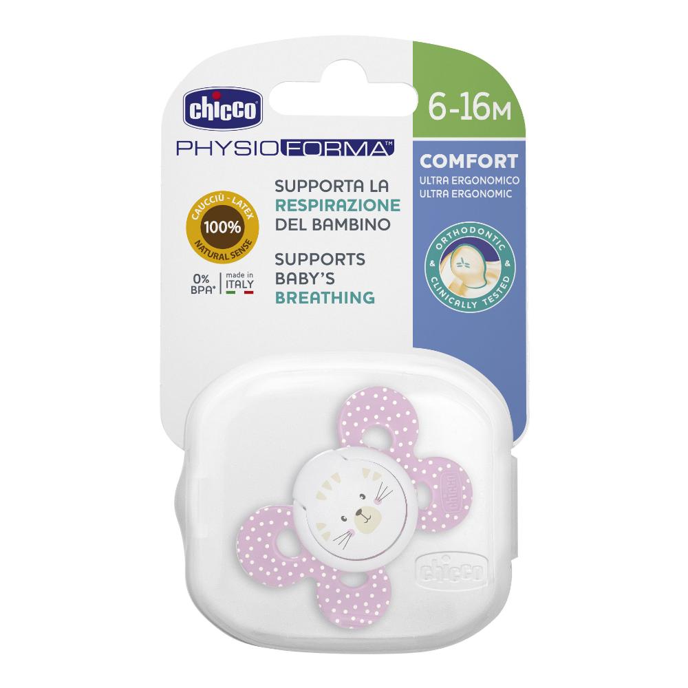 Chicco PhysioForma - Comfort Succhietto 6-16M Tettarella in Caucciù Rosa,1 Pezzo