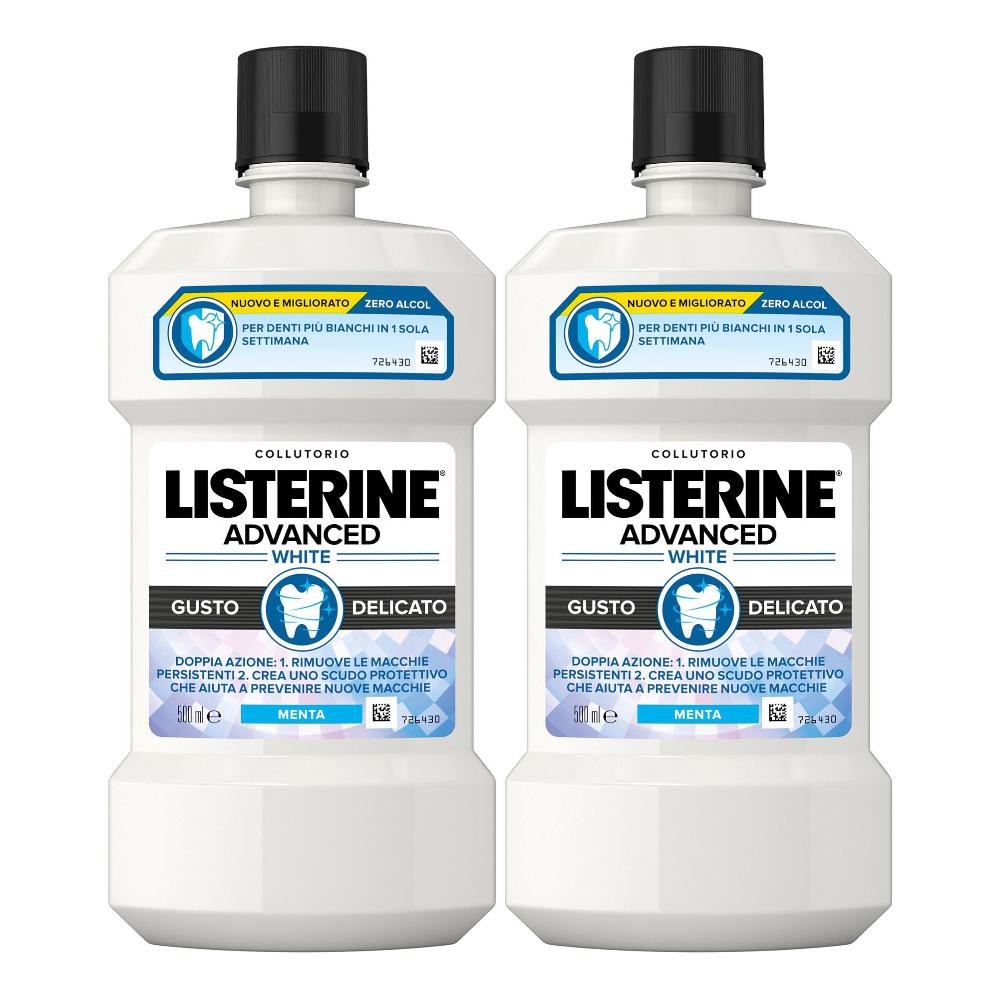 Listerine Advanced White Gusto Delicato Collutorio Sbiancante 500 ml