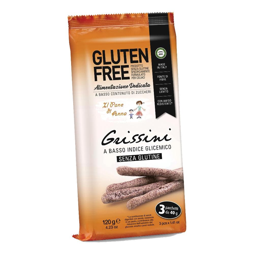Pane anna grissini a basso indice glicemico 3 pacchetti da 40 g