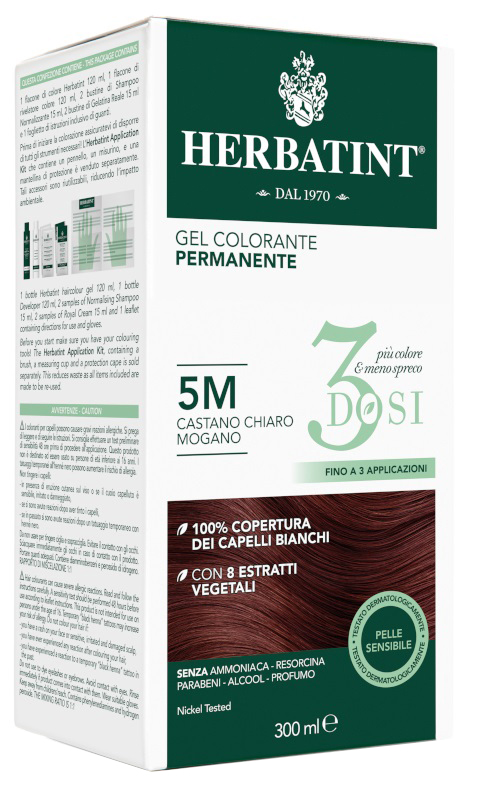 Herbatint Tintura Capelli Gel Permanente 3Dosi 5M Castano Chiaro Mogano 300 ml